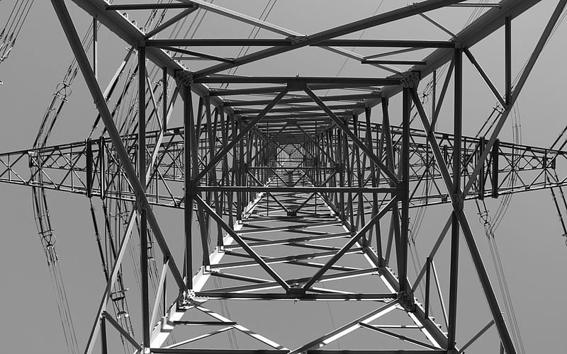 current, low angle view, upper lines, electricity pylon, technology, sky, outdoors, no people, alloy, connection, strommast, metal, directly below, 4K