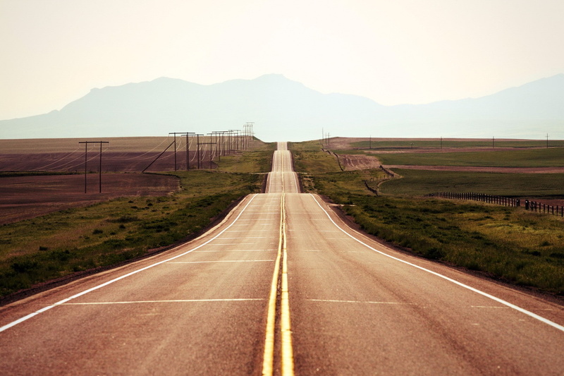 road, hills, landscape, 1080P, power lines, long road