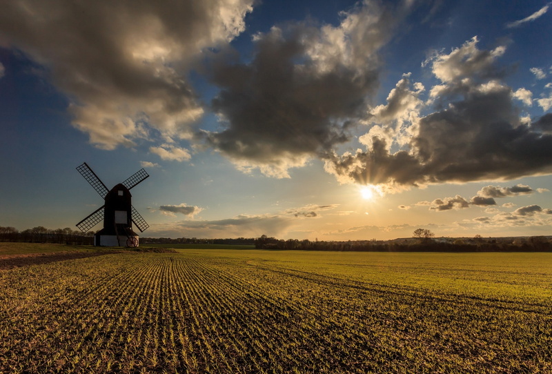 scenics - nature, 1080P, field, sun, fuel and power generation, agriculture, environment, sky, sunset, nature, rural scene, alternative energy, turbine