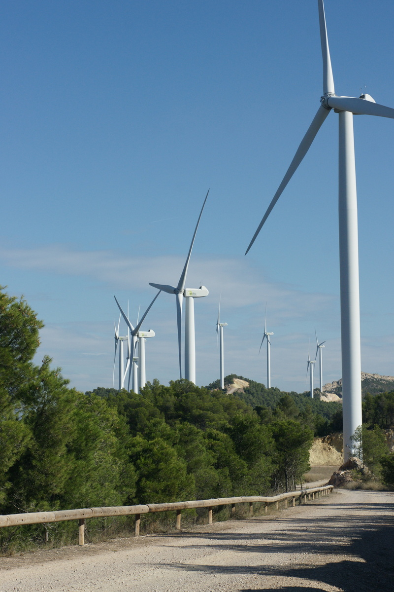 tarragona, technology, outdoors, clear sky, fuel and power generation, turbine, road, 4K, spain, power supply, renewable energy, plant, day, environment
