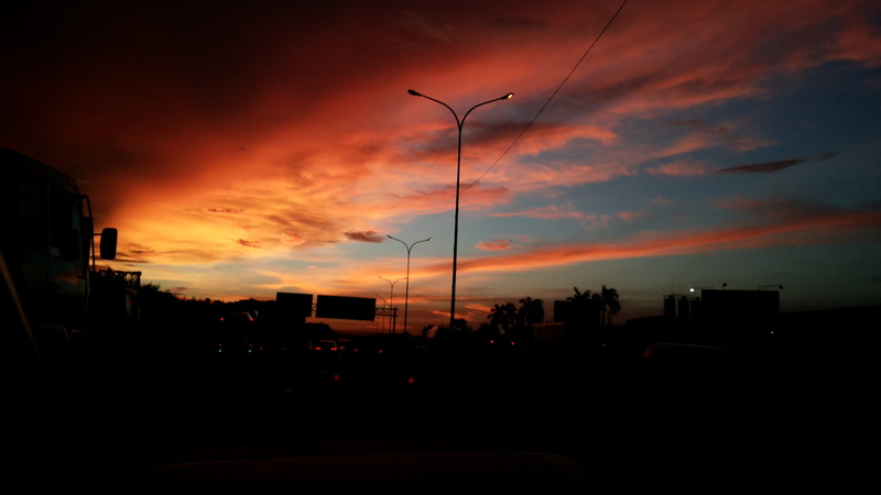 sunset, cloud - sky, night, dark, indonesian, silhouette, transportation, architecture, illuminated, 2K, no people, street, built structure, jakarta, orange color
