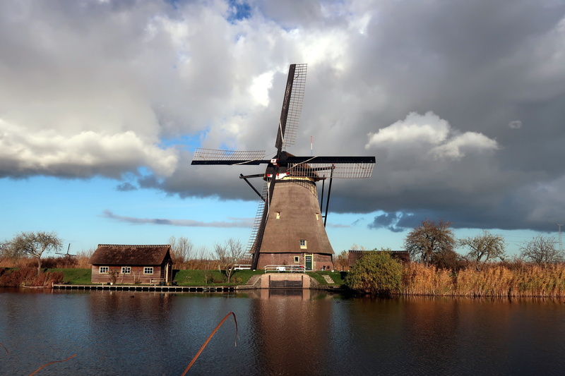 renewable energy, wind turbine, wind mill, netherlands, 2K, outdoors, cloud - sky, plant, alternative energy, kinderdijk, mill, turbine, traditional windmill