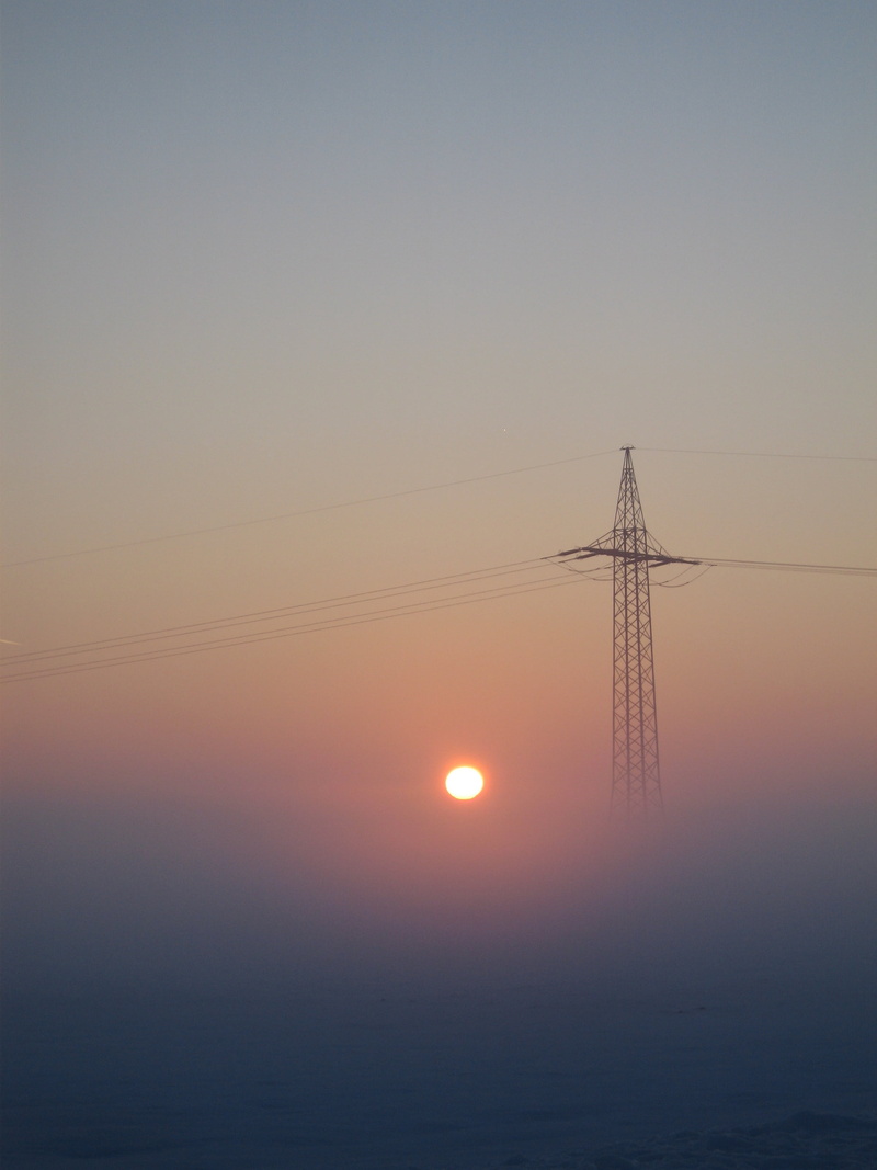 cable, sunrise, strong power pole, power Line, electricity, silhouette, technology, beauty in nature, orange color, dusk, 2K, sunset, fog, environment