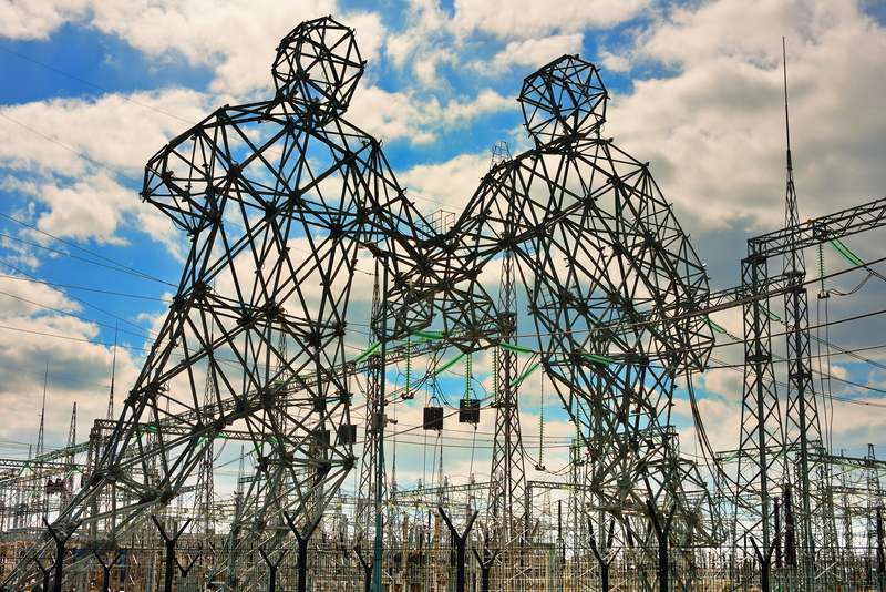 fuel and power generation, tree, plant, outdoors, nature, industry, bare tree, complexity, day, built structure, substation, low angle view, amusement park ride