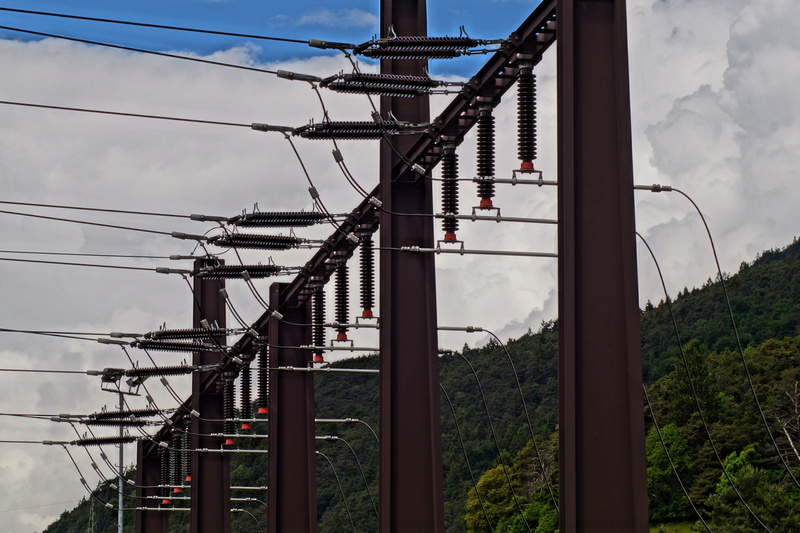 nature, power lines, substation, cable, line, connection, low angle view, electric, high voltage, tree, day, energy, 5K, no people, 380kv, outdoors, electricity