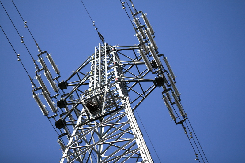 excitement, nature, fuel and power generation, power supply, alloy, steel frame, built structure, Power Line, low, sunny, blue, industrial equipment, transmission line tower