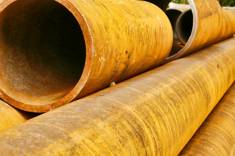 large group of objects, circle, steel, pattern, metallic, refinery, indoors, stack, tube, construction, site, cylinder, pipe - tube, industry, day, wood - material