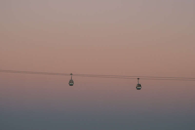 clear sky, connection, overhead cable car, gondola lift, minimal, lisboa, cable car, no people, power supply, low angle view, beauty in nature, hanging