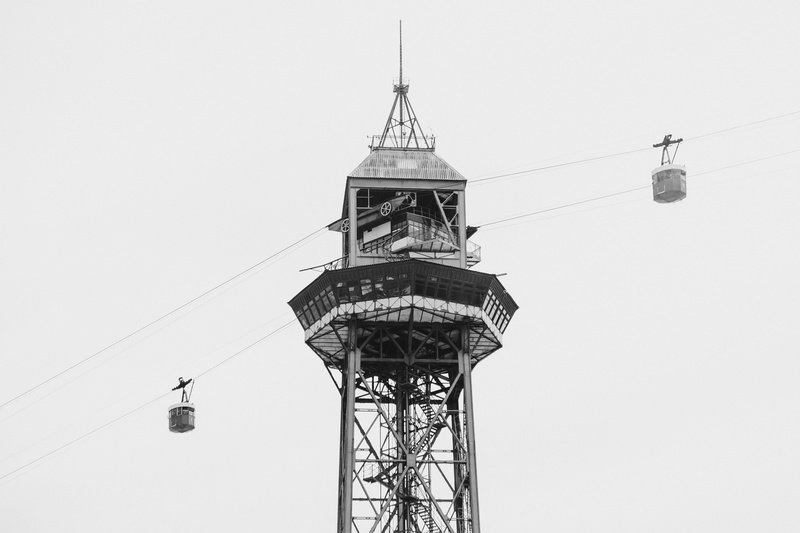 montjuic, built structure, building, architecture, telefèric de montjuïc - parc montjuïc, power supply, street, monument, outdoors, sky, low angle view