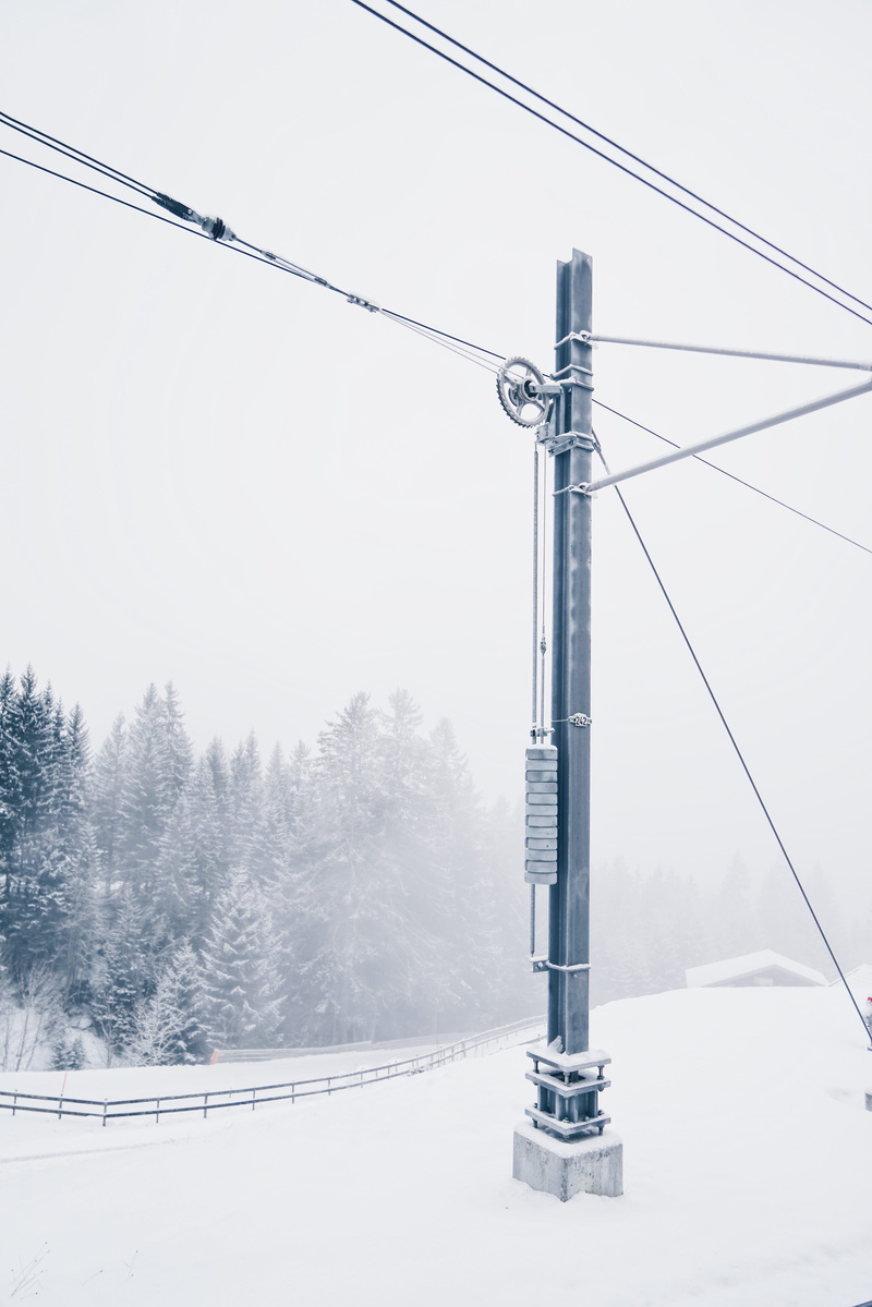 cold temperature, nature, outdoors, power line, plant, winter, power supply, snowing, cable, 5K, transportation, mountain, overhead cable car, electricity