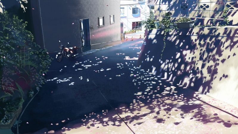 anime, sunlight, 5 Centimeters Per Second, 1080P, pavements, dappled sunlight, Makoto Shinkai, motorcycle, plants