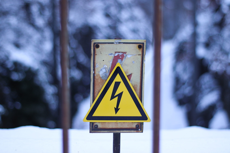 yellow, warning triangle, street sign, winter, cold temperature, day, bokeh, warning, triangle shape, warning symbol, signs, nature, high voltage, covering