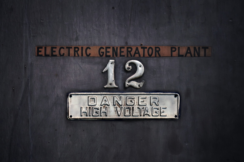 high voltage, danger, brown, white, door, warning, wood - Material, backgrounds, electrical, plant, 12, generator, old-fashioned, number, text, business