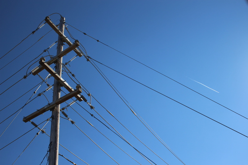 sky, airplane, technology, engineering, nature, pole, high, electricity pylon, line, power line, 5K, energy, low angle view, complexity, day, airline