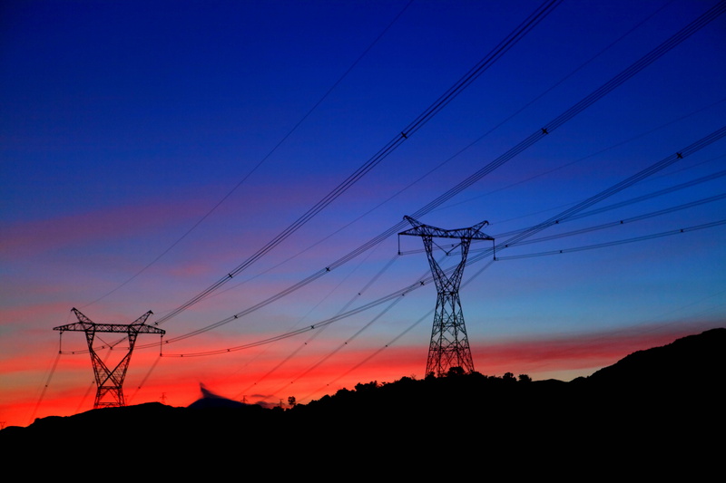 technology, electricity pylon, architecture, blue, silhouette, twilight, electric tower, sunset, nature, scenics - nature, transmission line, landscape
