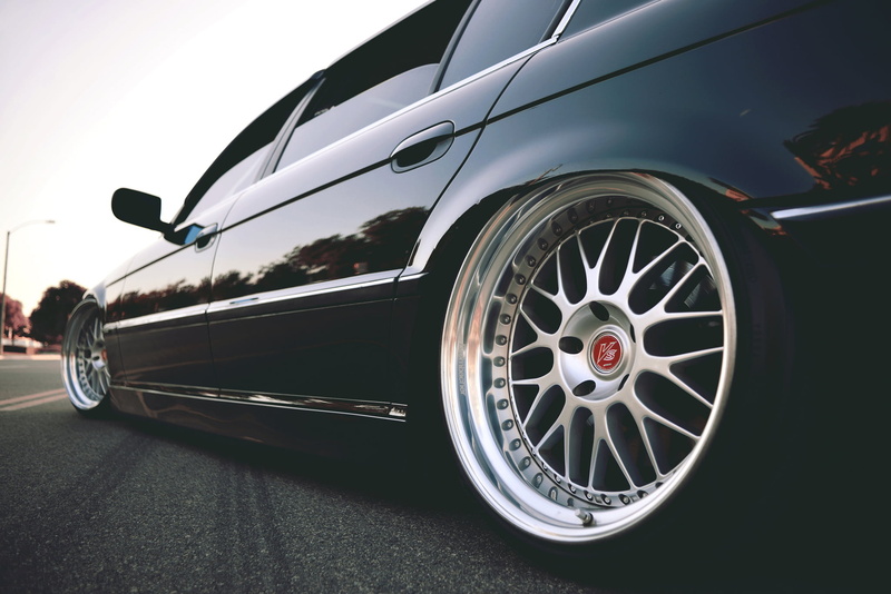 tuning, black Color, engine, transportation, wealth, front View, modern, speed, stationary, 7 series, tire, outdoors, day, silver colored, shiny, E38, Boomer