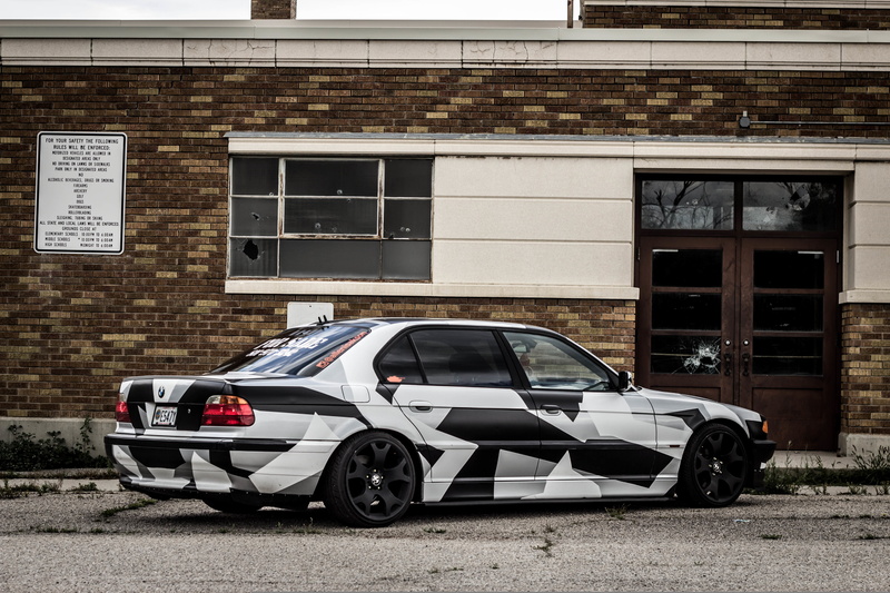 5K, camo, Tuning, black, sedan, E38, Alpina, winter, BMW, 740il, arctic camo, white