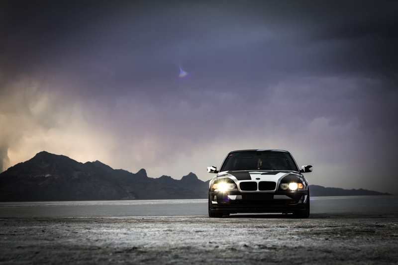 car, BMW, grey, E38, Alpina, 740il, winter, 4K, black, arctic camo, camo, Tuning