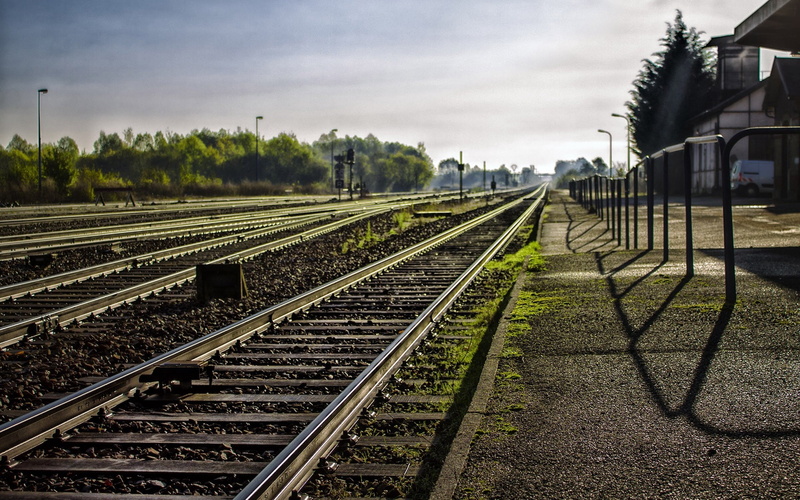 journey, sky, sunset, iron - Metal, track, nature, direction, vanishing Point, grass, day, metal, station, railroad Junction, freight Transportation, railroad Station Platform