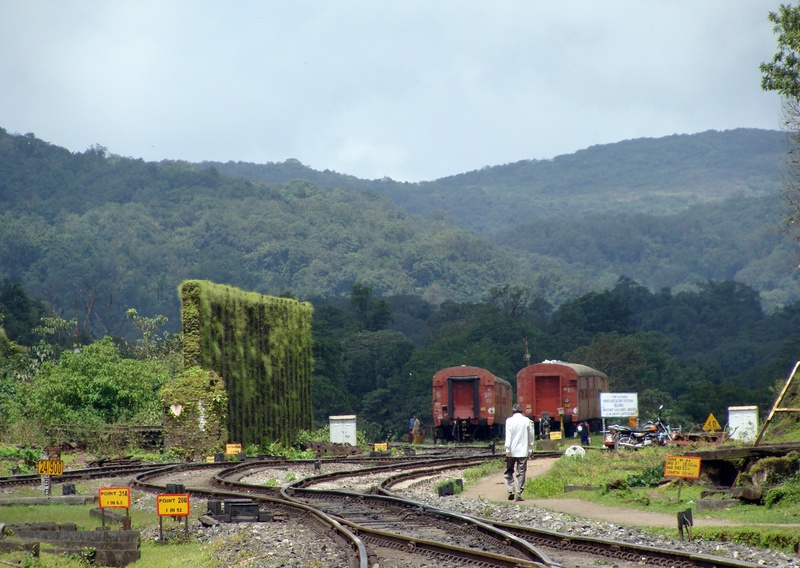 architecture, train station, train, karnataka, no people, mode of transportation, castlerock, outdoors, environment, track, india, railroad, land vehicle