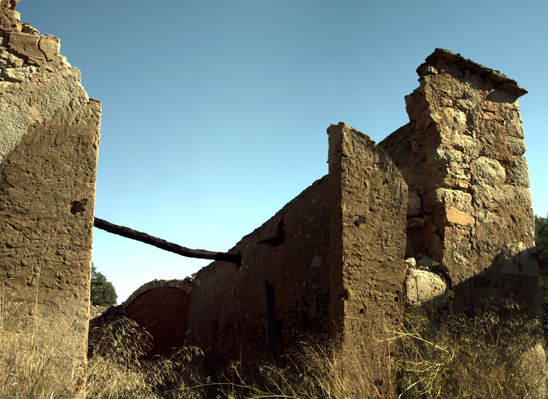 clear sky, abandoned, sunlight, architecture, building, old ruin, collapse, solid, stones, 5K, stone wall, wall, no people, building exterior, deterioration