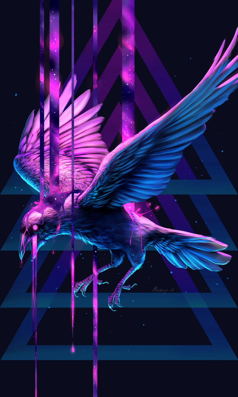 bird, raven, 2K, triangle, paint, art, fantastic