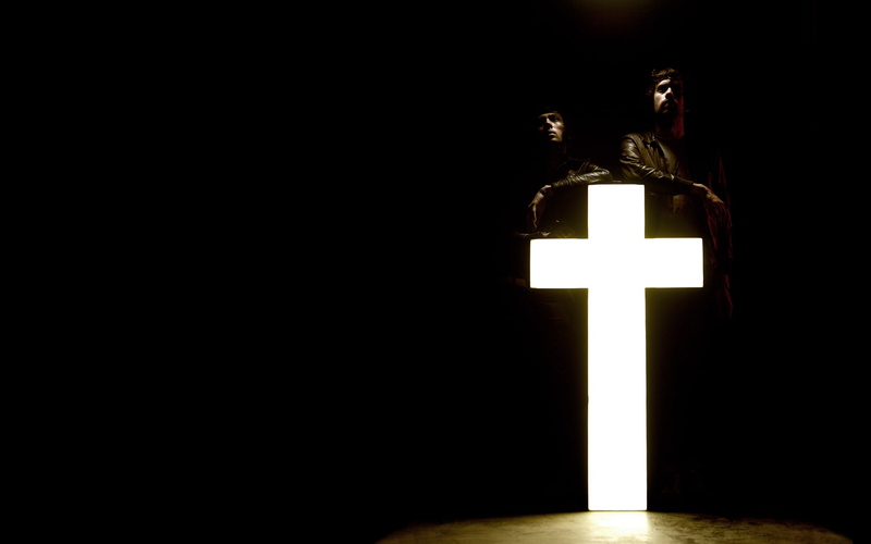 copy space, sculpture, no people, illuminated, dark, male likeness, music, representation, Justice, night, 1080P, spirituality, cross, crucifix, human representation