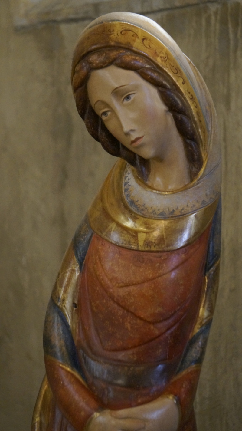 religion, single object, painted sculpture, spirituality, belief, mother teresa, sculpture, our lady, craft, wall - building feature, representation, human representation