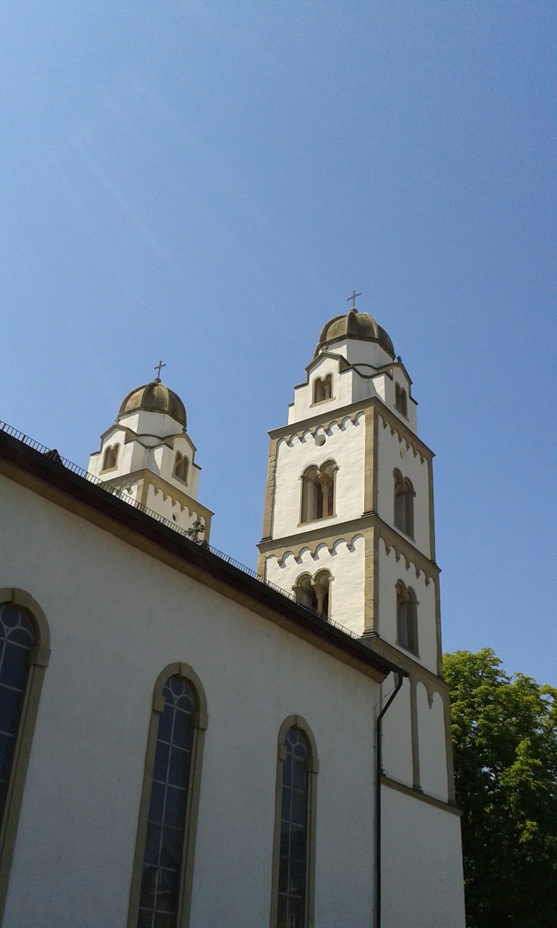 architecture, copy space, history, place of worship, building, outdoors, summer, 2K, blue, built structure, church, religion, Guntersblum, evangelical