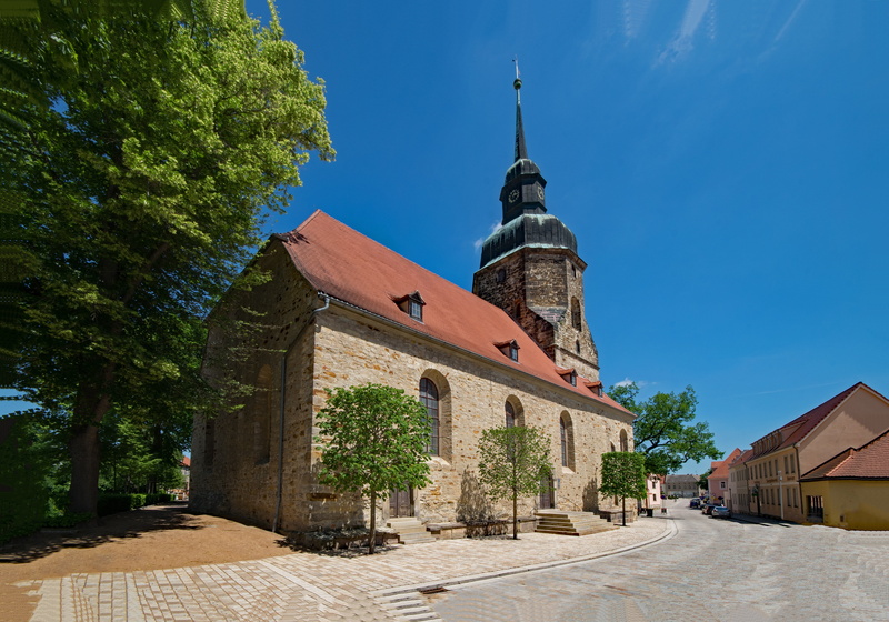 religion, germany, architecture, bad lauchstädt, places of interest, saxony-anhalt, city, spire, clock, blue, tree, faith, goethe city, 5K, nature, sky