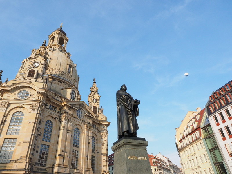 dresden city centre, dresdens baroque, martin luther monument, monument, person, martin luther, sacred architecture, architecture, dome, christianity, statue