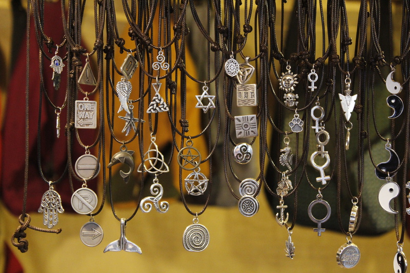store, clothing, music, symmetry, variation, hand made, selling, spain, consumerism, tribal symbol, retail, footwear, sale, metal, necklace, large group of objects