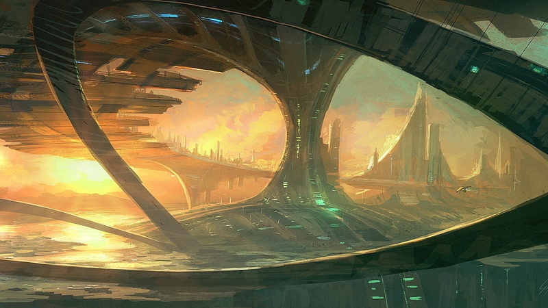 bridges, x, fantasy, artwork, art, abstract, space, Futuristic, 720P, hd