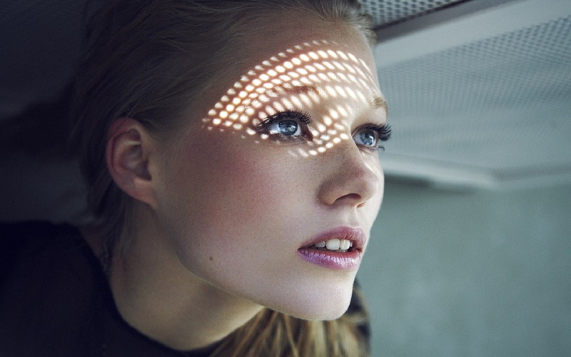 freckles, 720P, women, face, blonde, blue eyes, eyes, blue