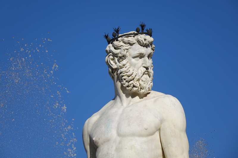 tourism, statue, neptune, nettuno, italy, florence, craft, sky, no people, fountain, history, low angle view, neptunbrunnen, sculptor, marble, historical