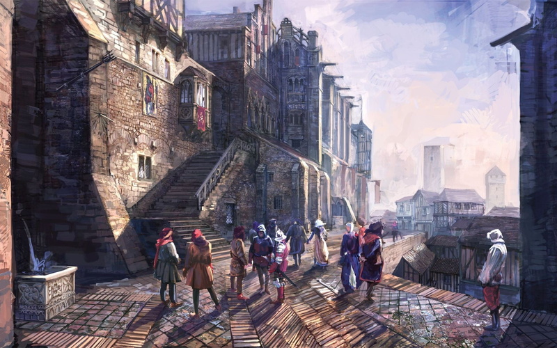 near, real people, travel, built structure, group, city, video games, crowd, group of people, building, village, outdoors, architecture, gathered, day