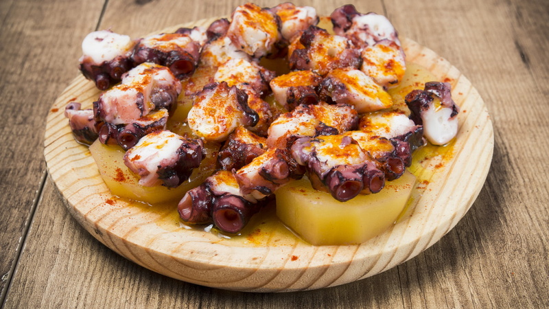 tipico, plato, gallega, pulpo, galicia, 1080P