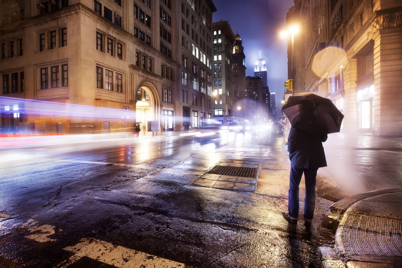 light trails, intersections, umbrella, 5K, long exposure