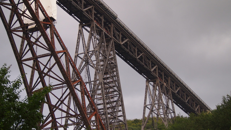 transportation, plant, bridge - man made structure, cross, nature, railway bridge, iron construction, connection, outdoors, cloud - sky, tree, steel structure