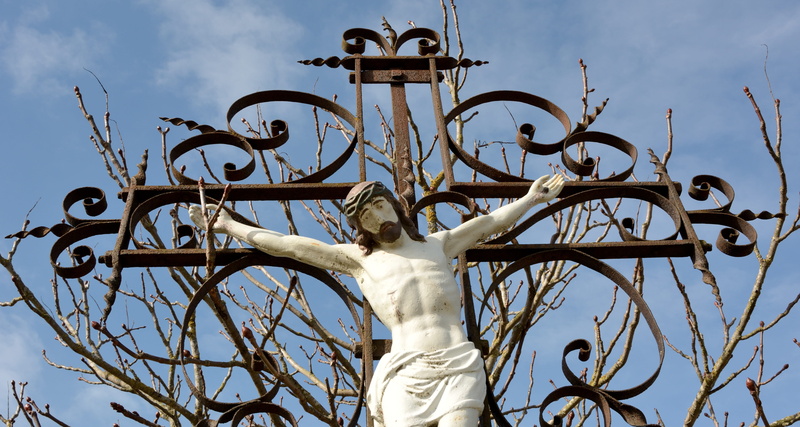 Jesus, male likeness, religion, metal, creativity, jesus christ, belief, low angle view, believe, iron cross, art and craft, iron, metal cross, spirituality