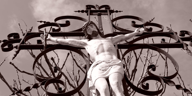 church, day, creativity, jesus christ, iron, sky, low angle view, built structure, christianity, cloud - sky, representation, christ, jesus, 5K, outdoors