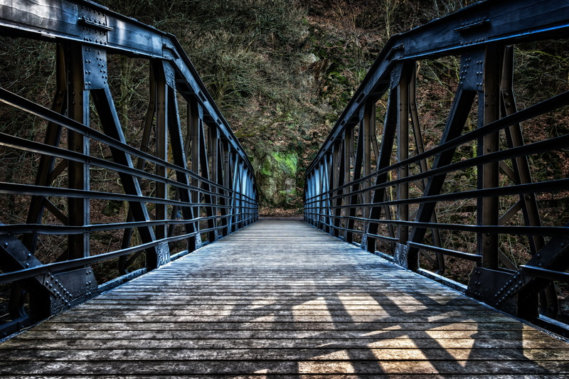 direction, metal construction, cross, construction, iron, building, 5K, nature, forest, old, footbridge, transition, tree, railing, plant, bridge, day