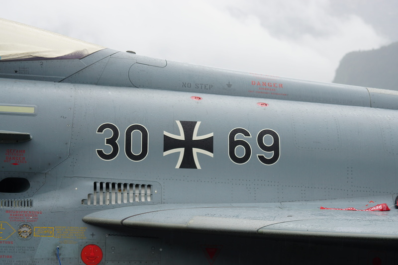 Fighter Jet, cloud - sky, outdoors, Jet, airport, silver colored, airplane, air force, close-up, airport terminal, germany, day, sky, transportation, eurofighter