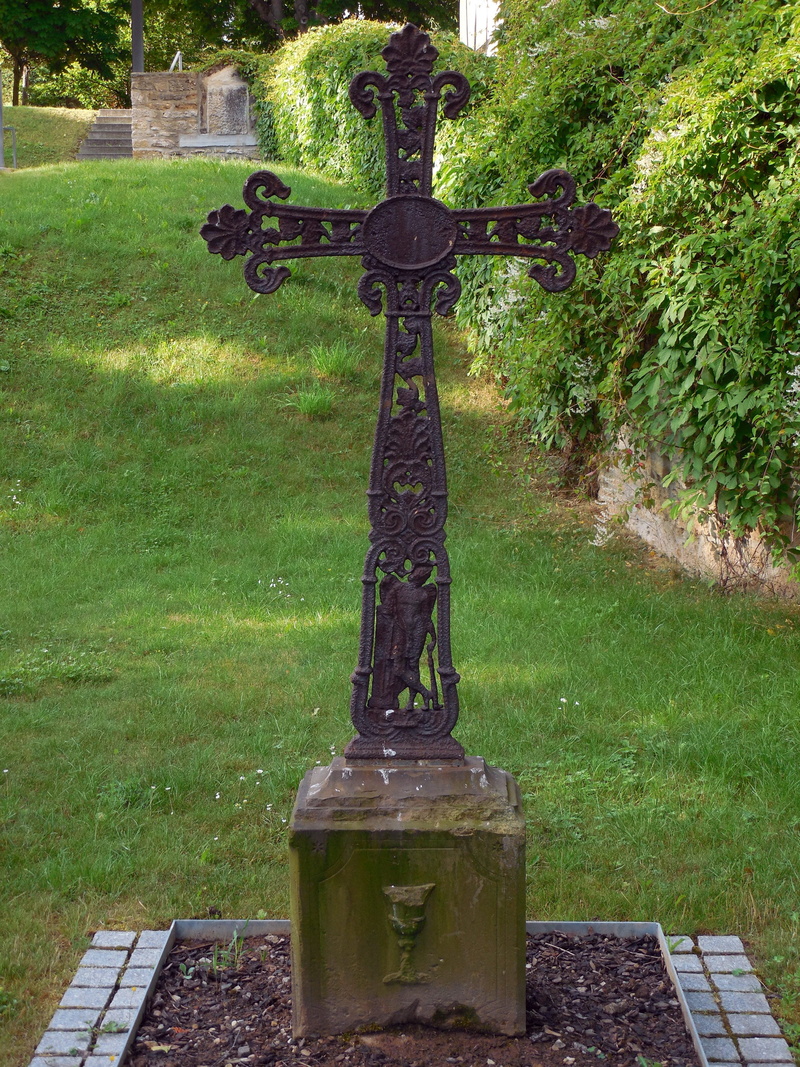 nature, art and craft, day, catholic, crucifix, green color, faith, weathered, christian, field, park - man made space, memory, christianity, tree, church