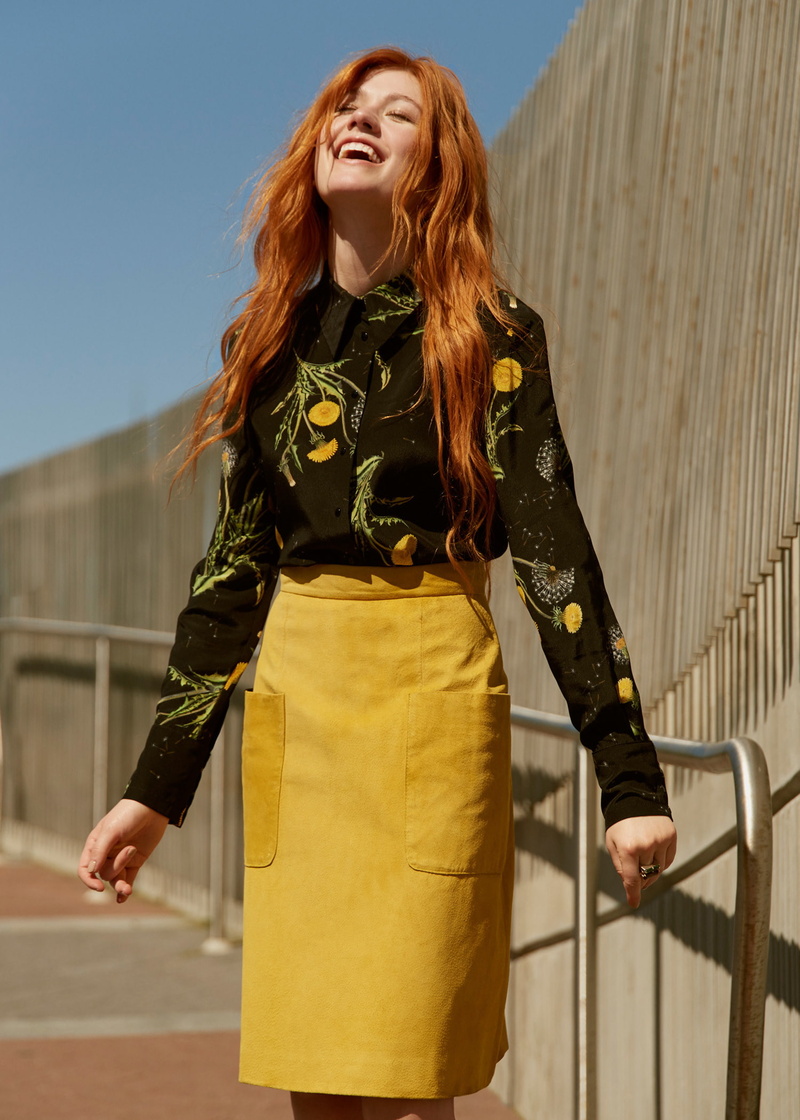 actress, women, urban, women outdoors, redhead, Katherine Mcnamara, 1080P, open mouth, laughing