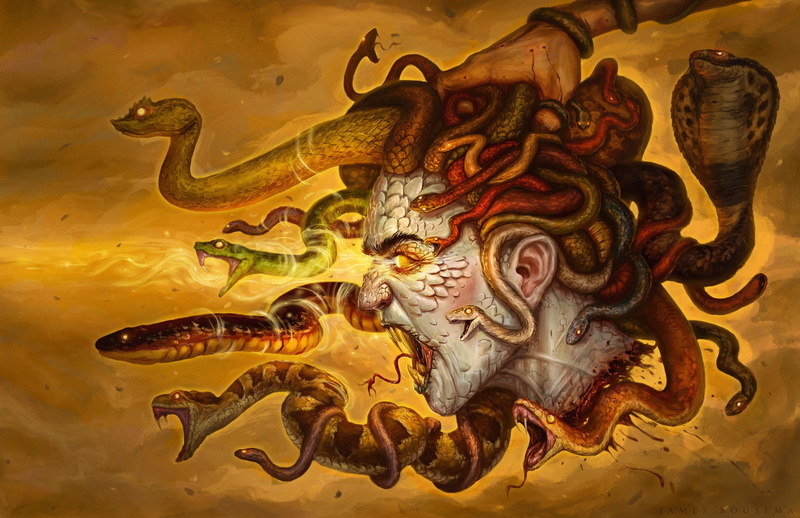 Figure, Eyes, Snakes, Girl, Head, Medusa Gorgon, by James Bousema, James Bousema, Art, Hand, The Gorgon Medusa, 1080P, Myths, Medussa, Myth, Medusa, Gorgon
