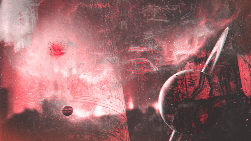 red, digital art, artwork, 4K, Horus (deity)