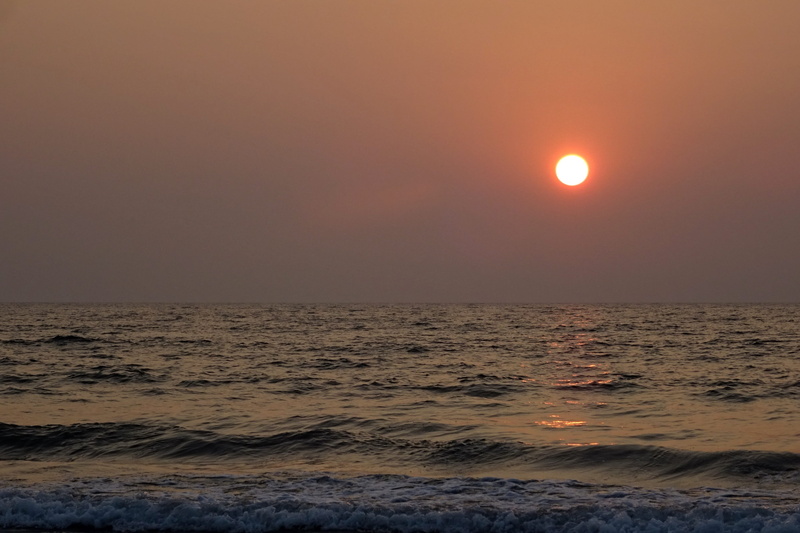 2K, no people, tranquility, idyllic, motion, outdoors, horizon, sundown, Setting, Sun, murudeshwar, water, sea, environment, land, nature, scenics - nature