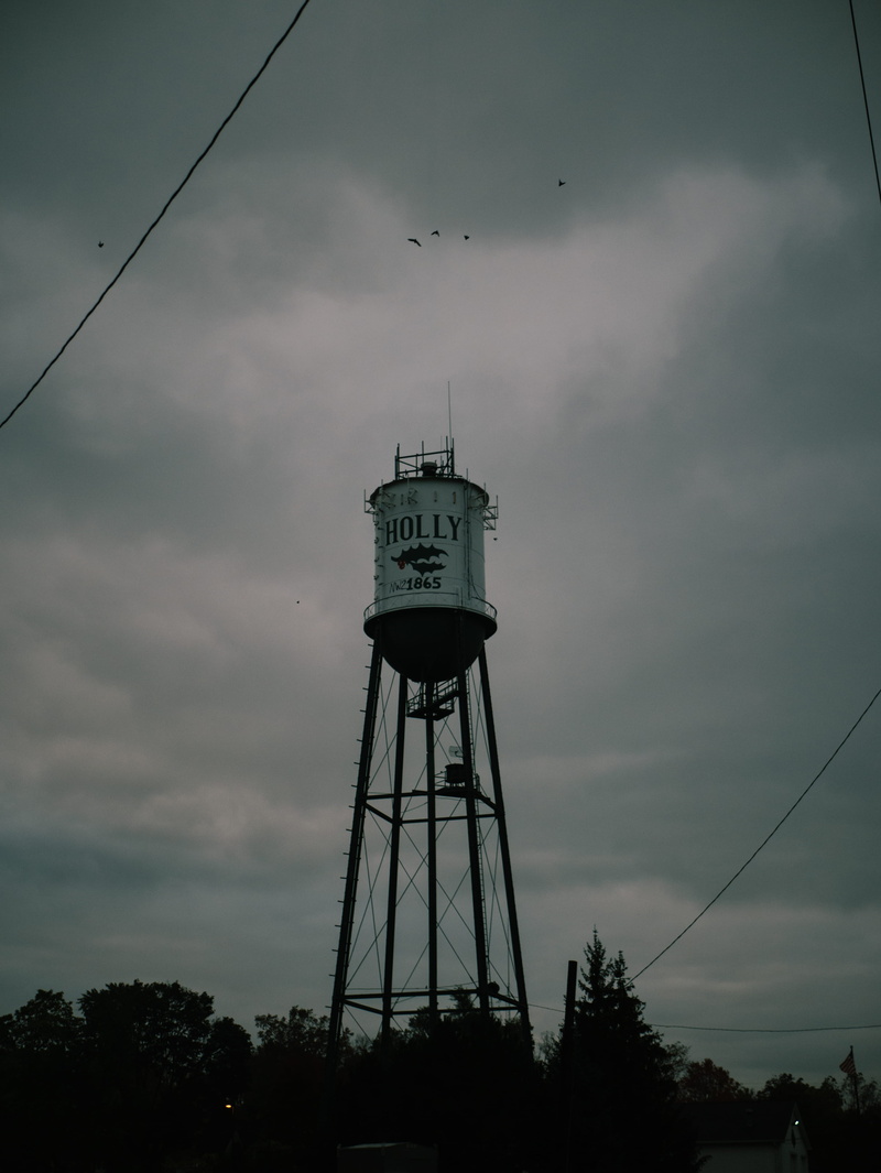town, south broad street, autumn, low angle view, outdoors, fall, security, sky, nature, water conservation, tree, cloud - sky, dusk, water tower, tower