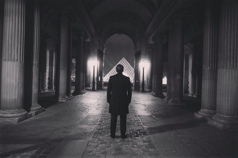 monuments, 720P, monochrome, Louvre, France, men, Paris